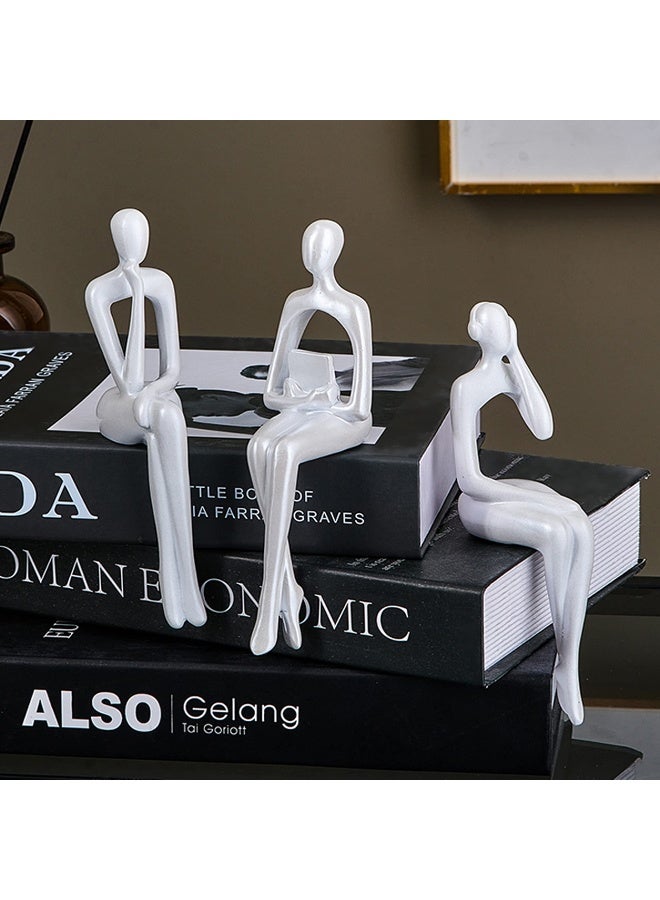 XINXUAN White Statue Home Decor - Modern Bookshelf & Desk Decor - 3 Piece Set - Image 3